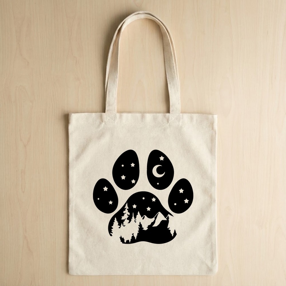 adventure dog paw print svg tote bag mockup - Free SVG