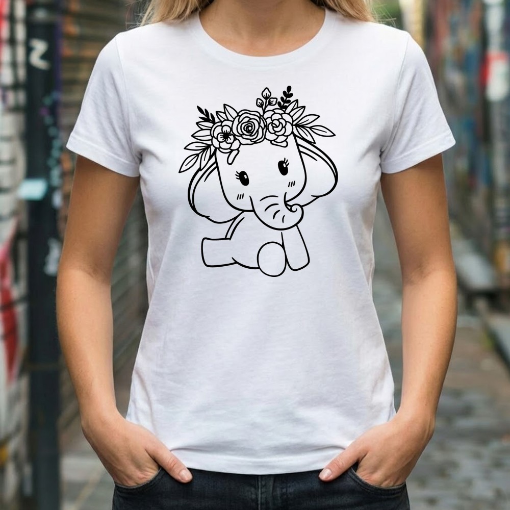 baby elephant flowers svg tshirt mockup - Free SVG