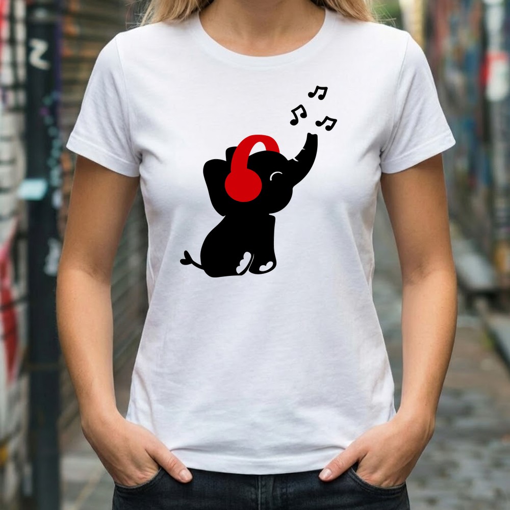 baby elephant headphones svg tee shirt mockup - Free SVG