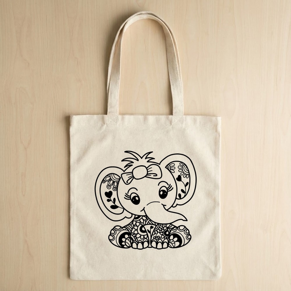 baby elephant mandala svg tote bag mockup design - Free SVG