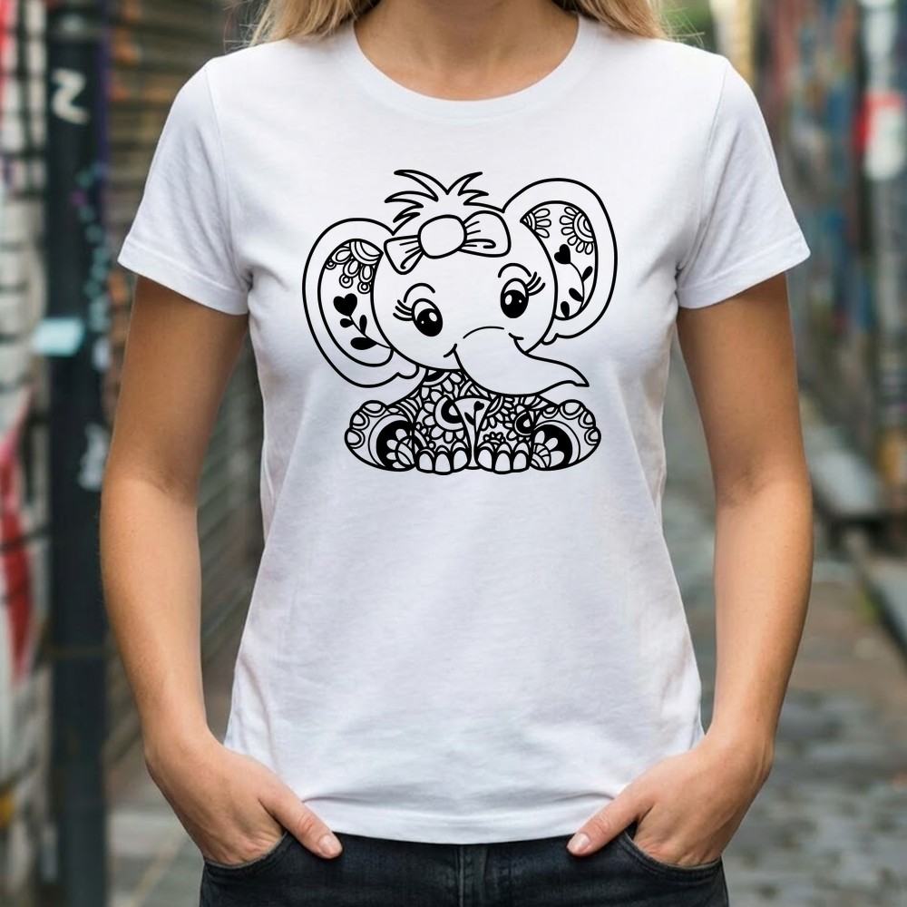 baby elephant mandala svg tshirt mockup design - Free SVG