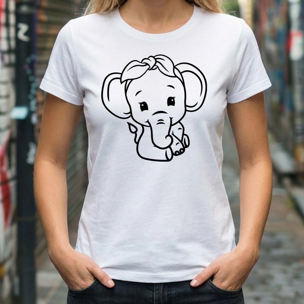 baby elephant svg design on tee shirt mockup 1 - Free SVG