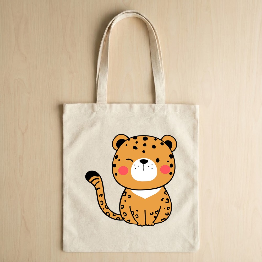 baby jungle animal cheetah svg tote bag mockup - Free SVG
