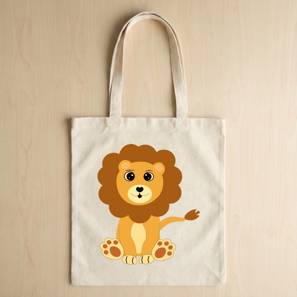 baby lion svg on tote bag mockup - Free SVG