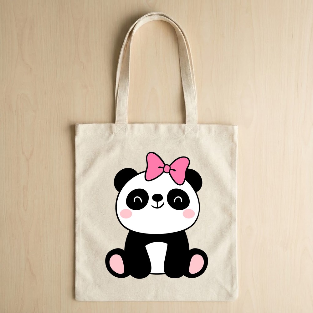 baby panda bow svg tote bag mockup - Free SVG