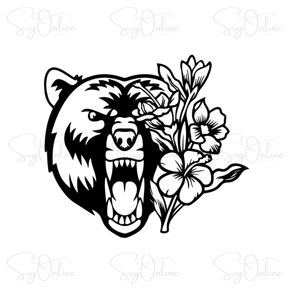 bear face with flower crown svg free download - Free SVG