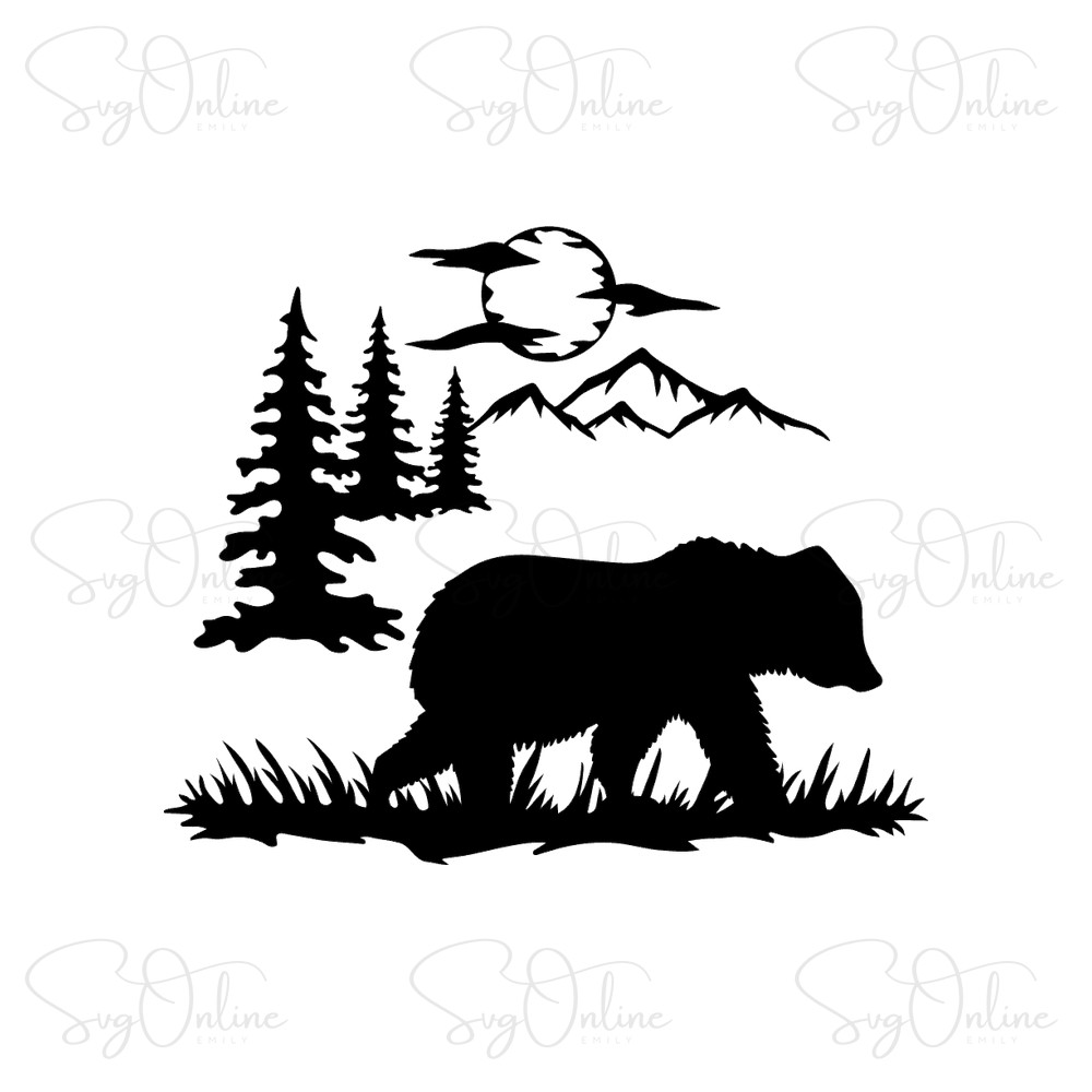 bear in the wild svg mountain bear silhouette design - Free SVG