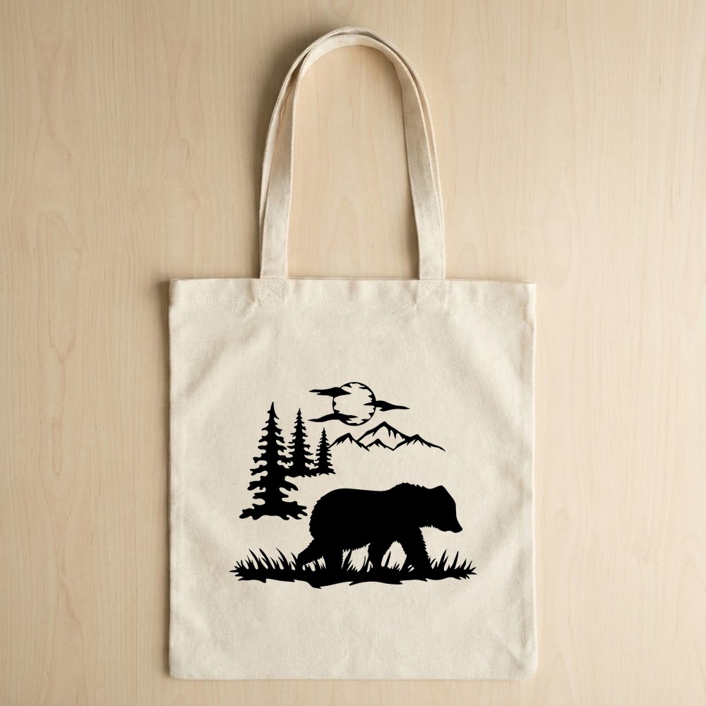 bear life svg design on tote bag mockup - Free SVG