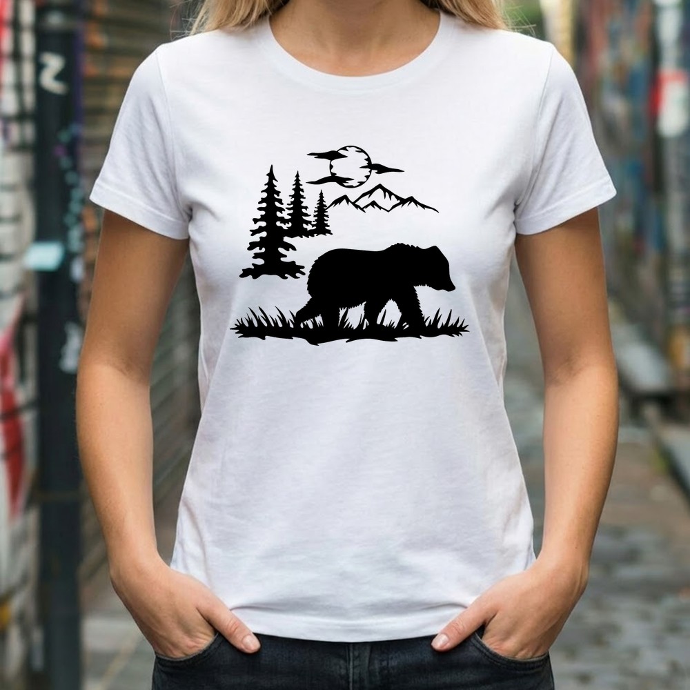 bear svg design printed on tee shirt mockup - Free SVG