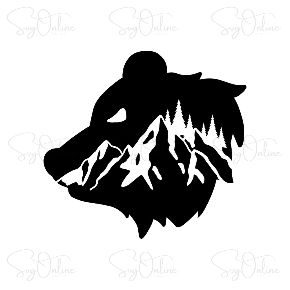 bear with mountains svg free download silhouette design - Free SVG
