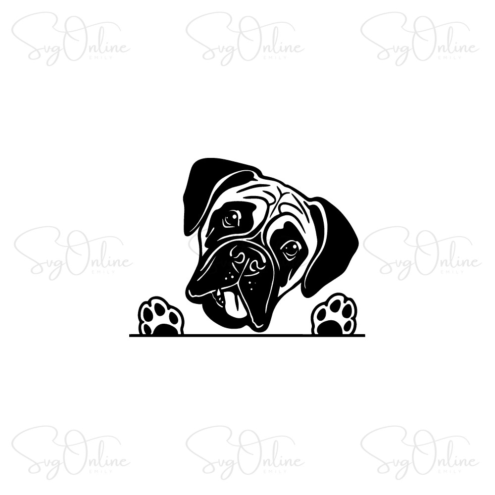 boxer dog peeking svg free download design - Free SVG