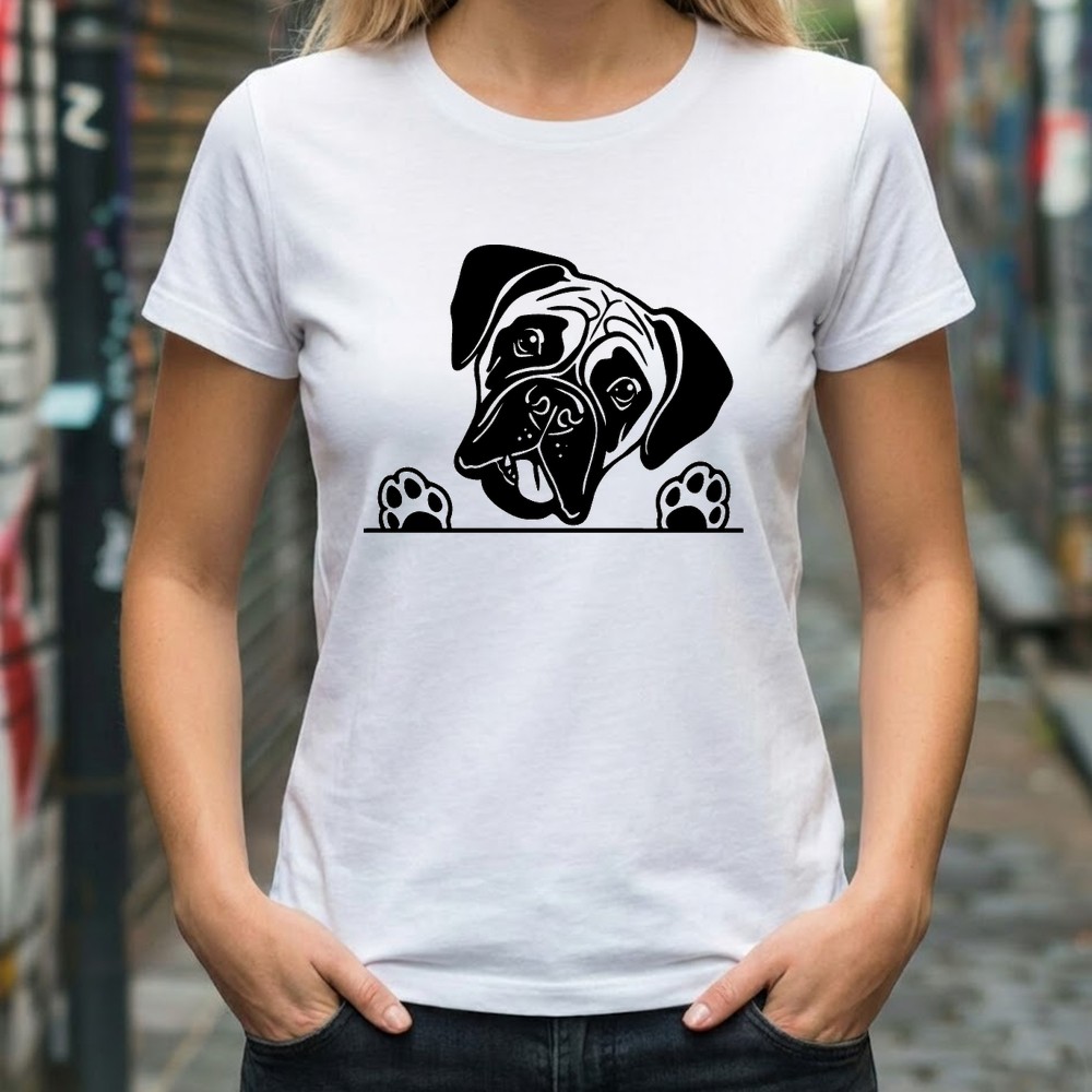 boxer dog peeking svg tee shirt mockup - Free SVG