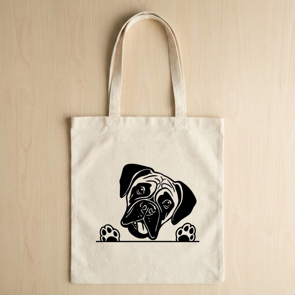boxer dog peeking svg tote bag mockup - Free SVG