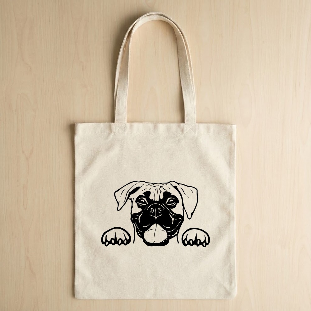 boxer dog svg tote bag mockup free download - Free SVG