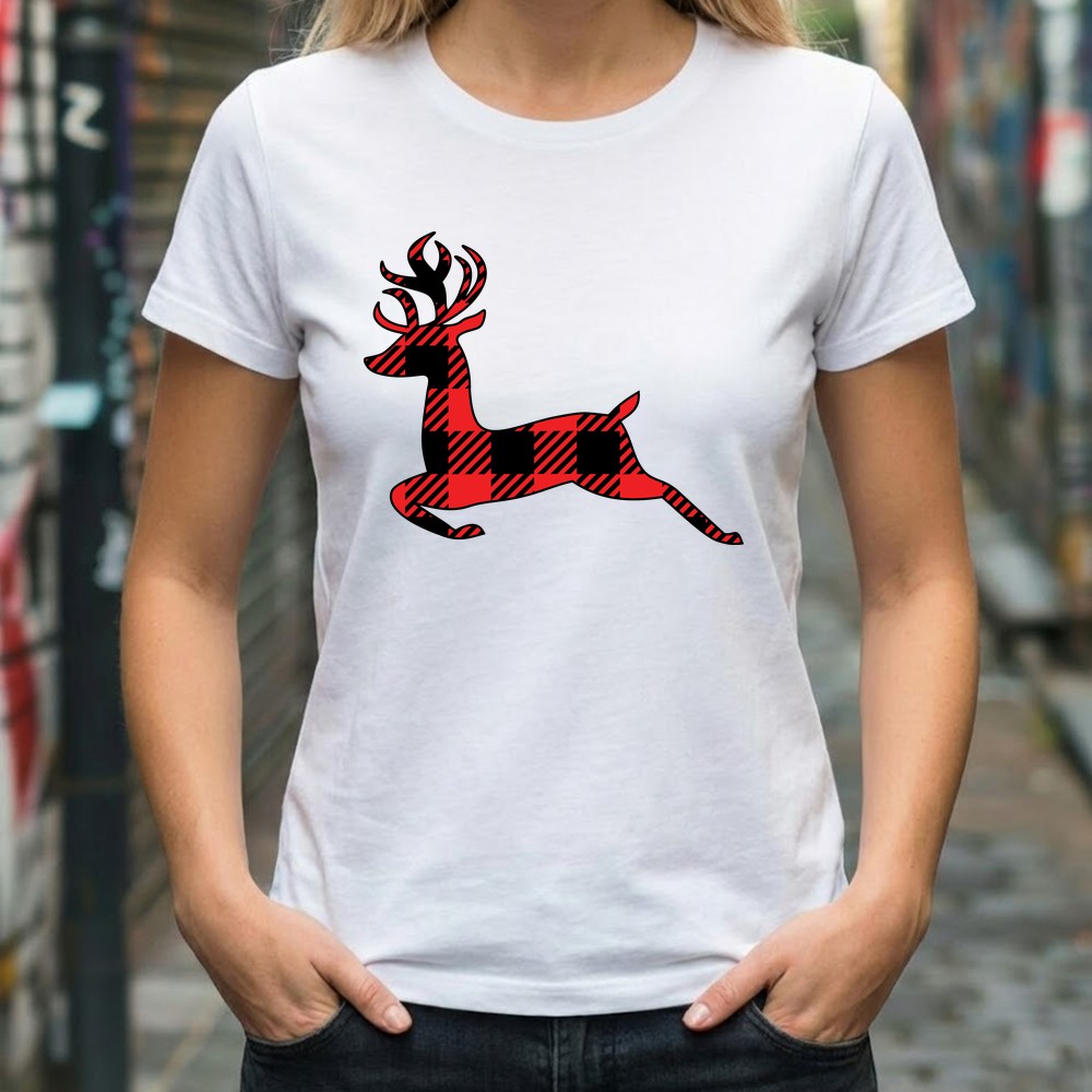 buffalo plaid reindeer christmas svg tshirt mockup - Free SVG