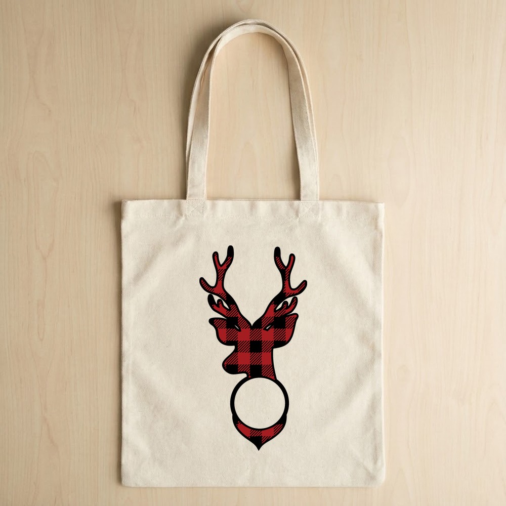 buffalo plaid reindeer svg tote bag mockup merry christmas - Free SVG