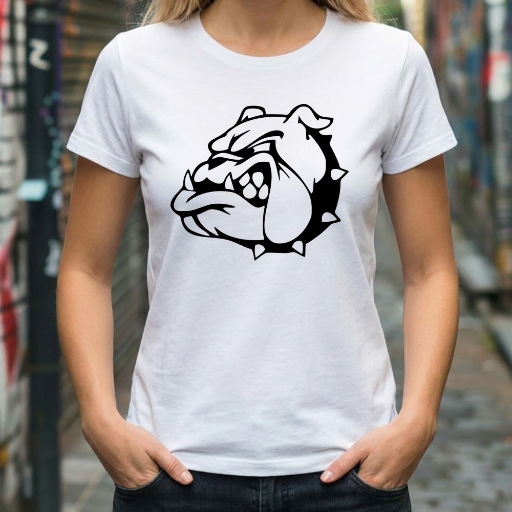 bulldog face svg design on tee shirt mockup - Free SVG