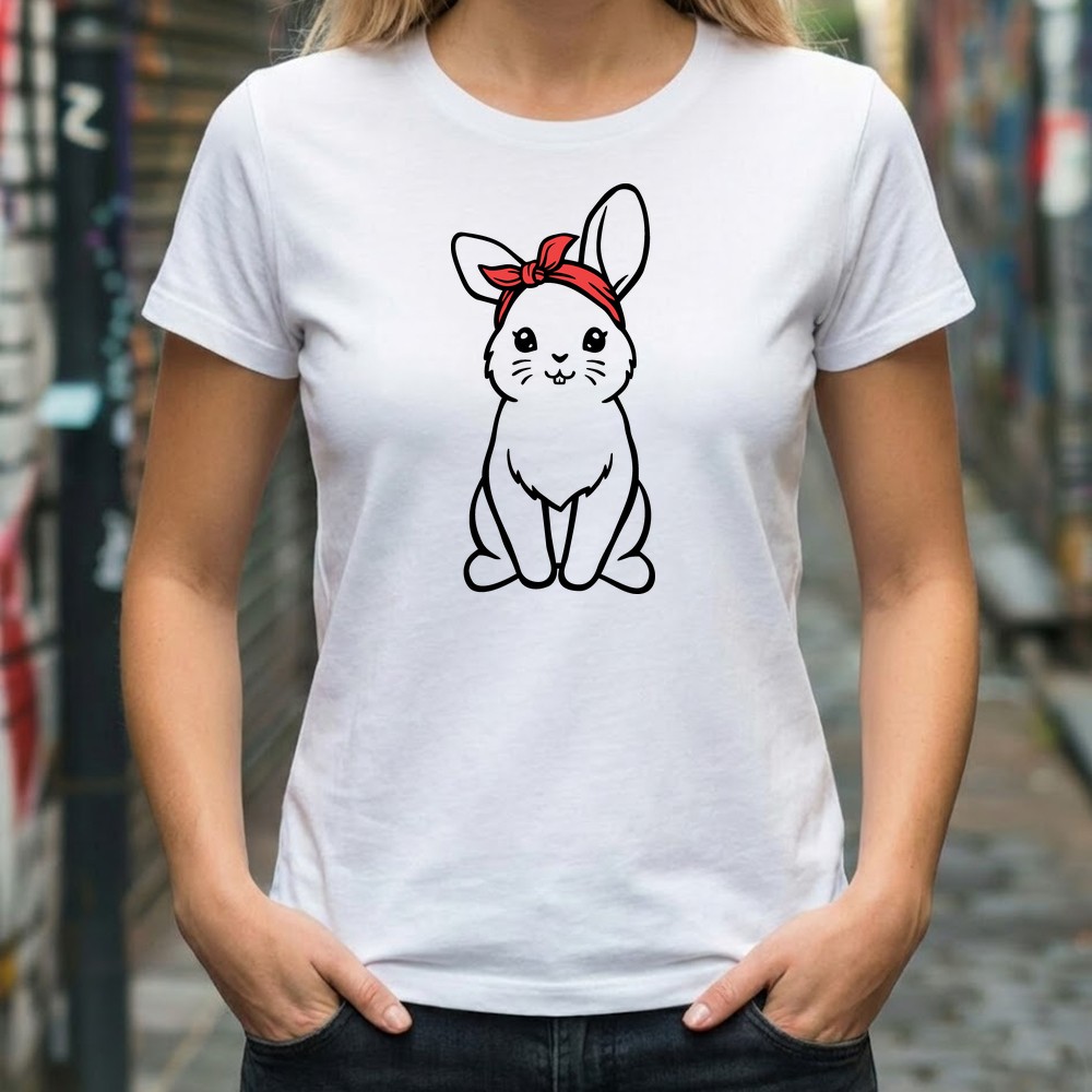 bunny bandana svg tee shirt mockup easter - Free SVG