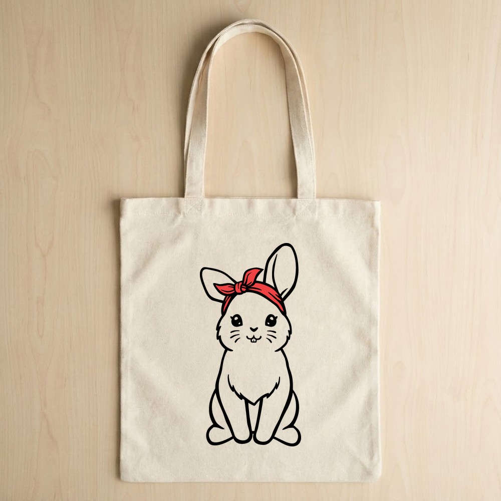 bunny bandana svg tote bag mockup easter rabbit - Free SVG