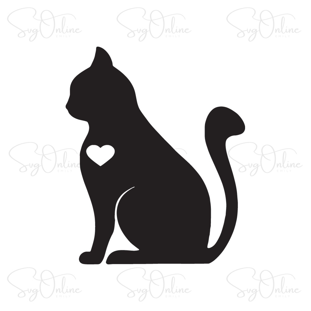 cat with heart svg free download design - Free SVG