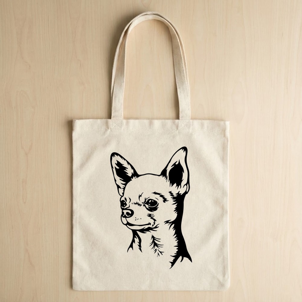 chihuahua svg design on tote bag mockup - Free SVG