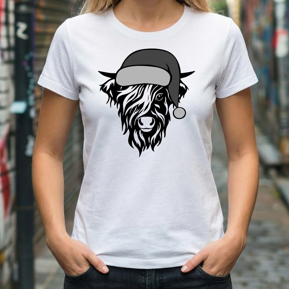 christmas highland cow svg t shirt mockup - Free SVG