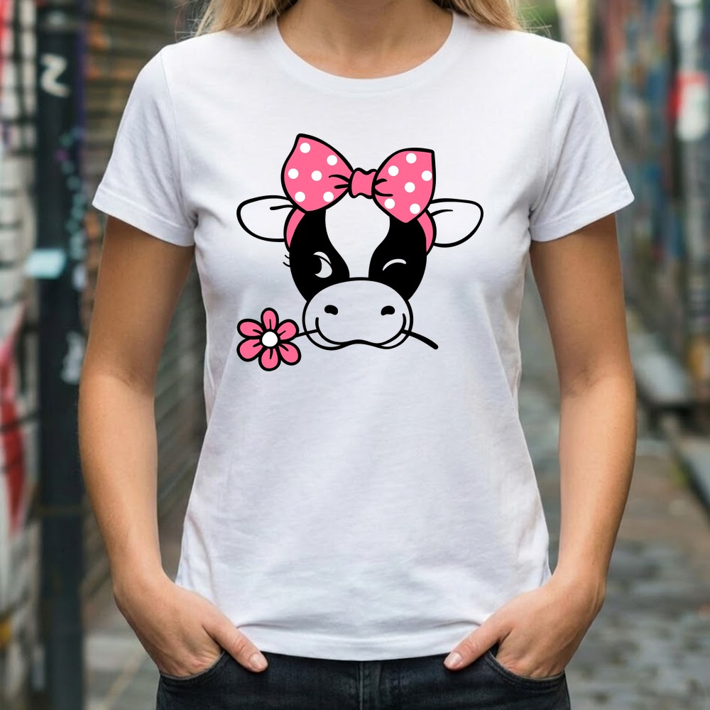 cow bandana daisy svg tee shirt mockup - Free SVG