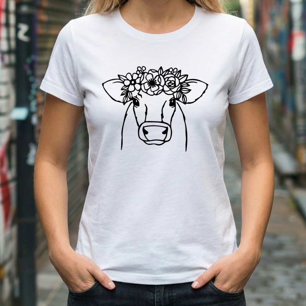 cow flower svg tshirt mockup design - Free SVG