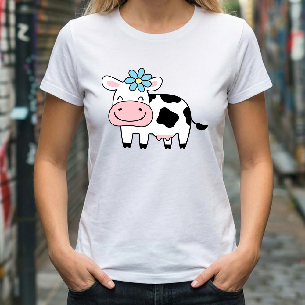 cow mom daisy svg design on tee shirt mockup - Free SVG