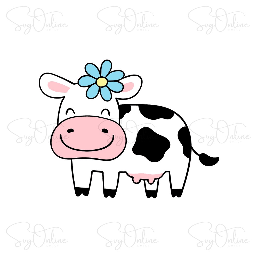 cow mom with daisy flower svg design free download - Free SVG