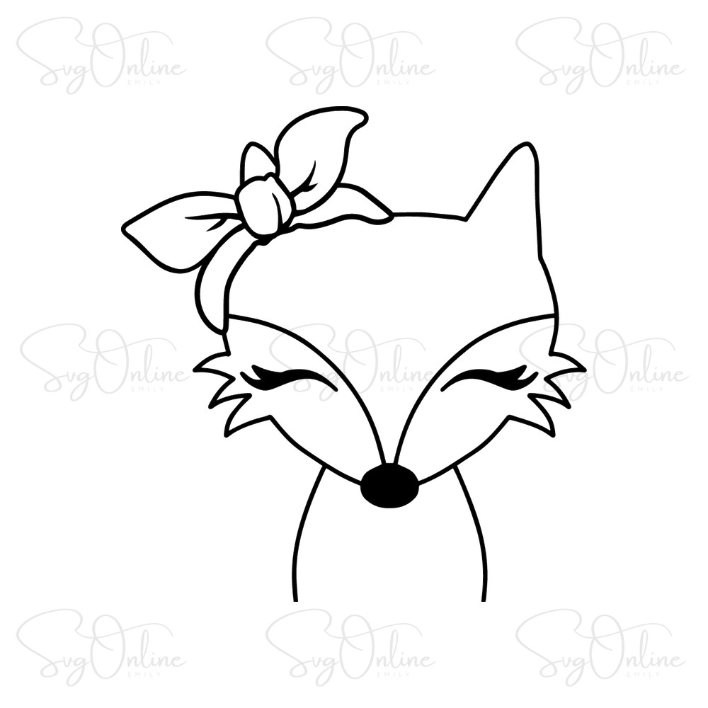 cute baby fox with bandana svg free download - Free SVG
