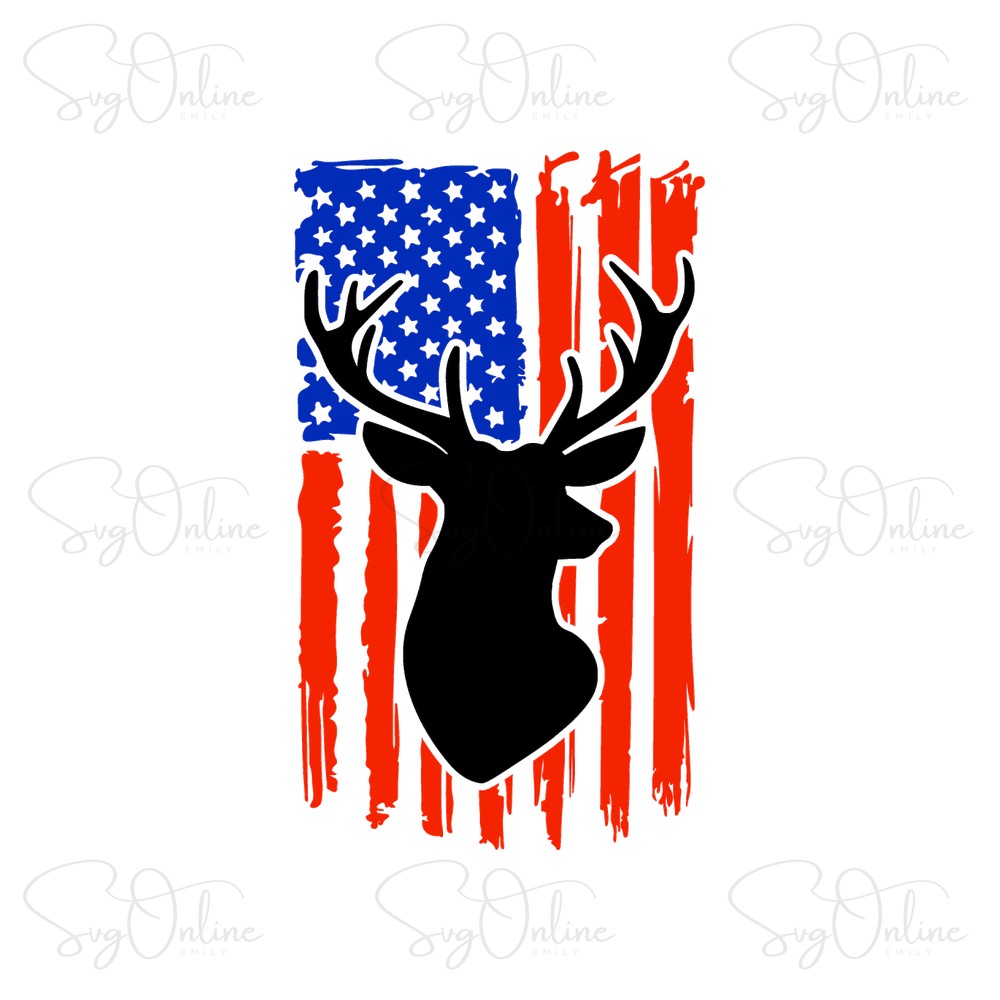 distressed american flag deer hunting svg free download - Free SVG