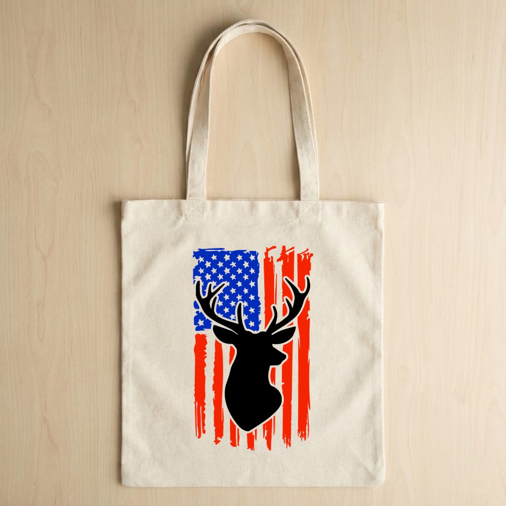 distressed american flag deer hunting svg tote bag mockup - Free SVG