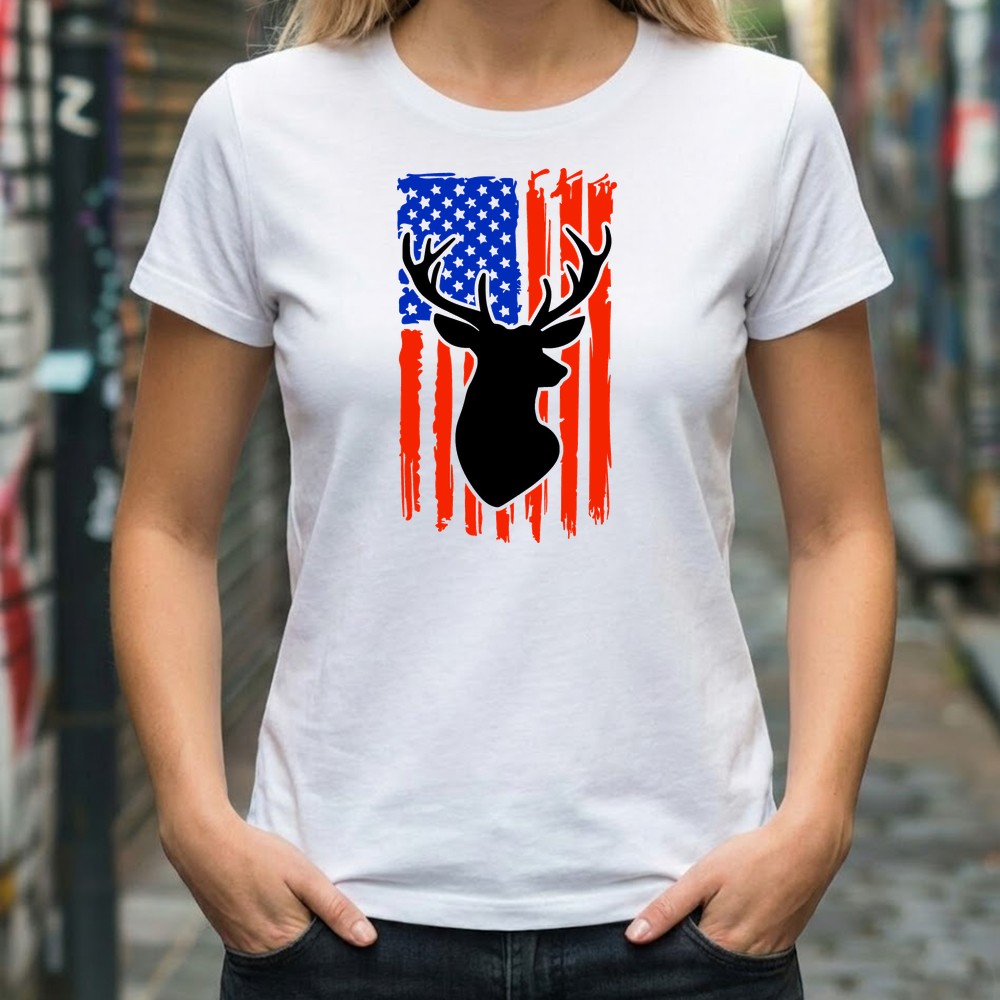 distressed american flag deer hunting svg tshirt mockup - Free SVG
