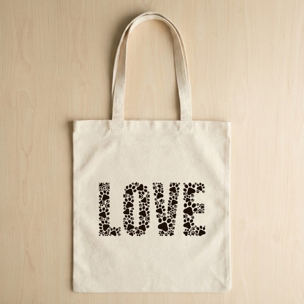 dog paw love svg tote bag mockup - Free SVG
