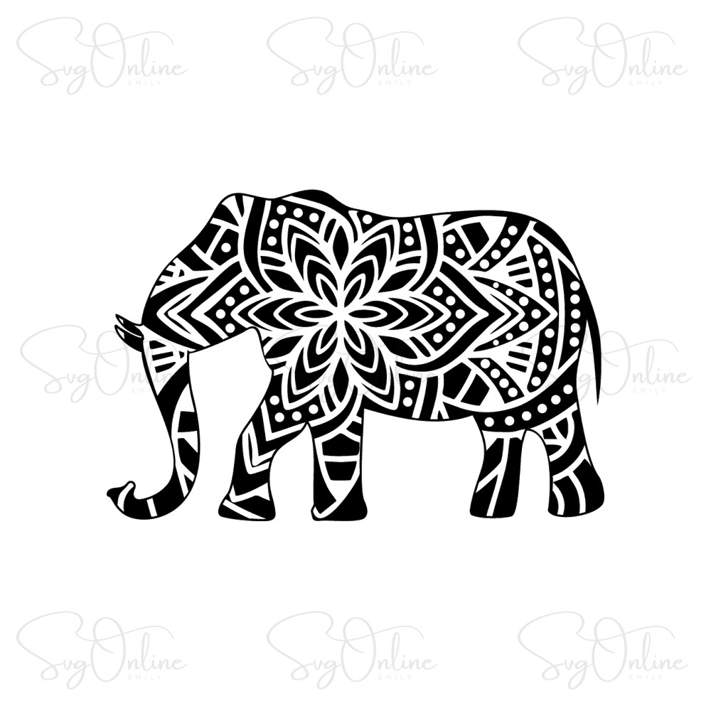 elephant mandala svg zentangle animal design free download - Free SVG