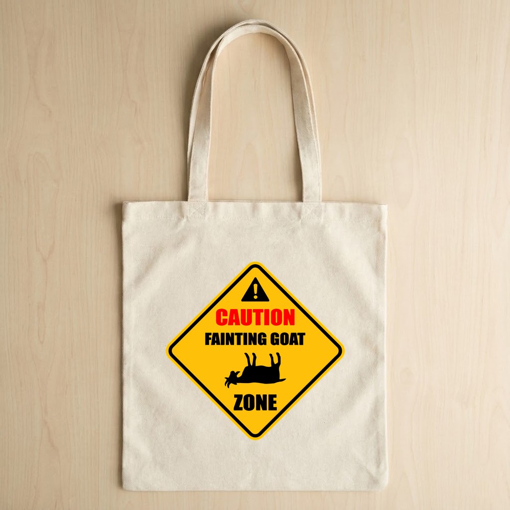 fainting goat svg design on tote bag mockup - Free SVG