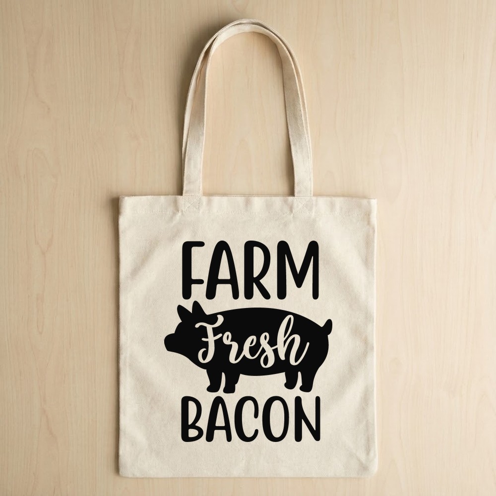 farm fresh bacon svg tote bag mockup farm animal - Free SVG