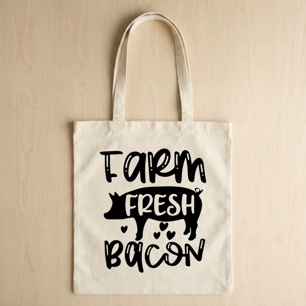 farm fresh bacon svg tote bag mockup - Free SVG
