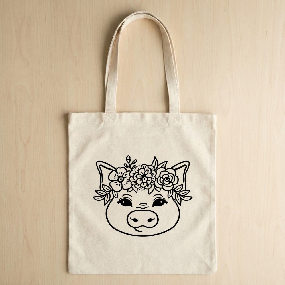 farmhouse pig svg tote bag mockup - Free SVG