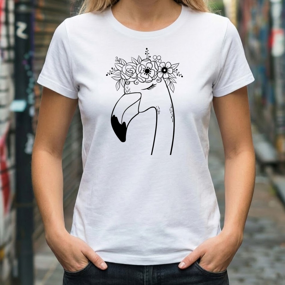 flamingo floral crown svg tee shirt mockup - Free SVG