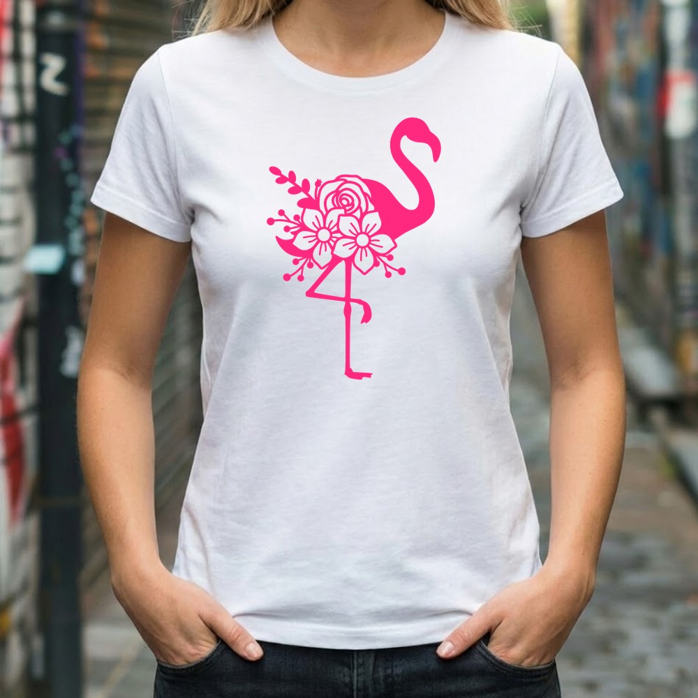 flamingo svg design on tee shirt mockup - Free SVG