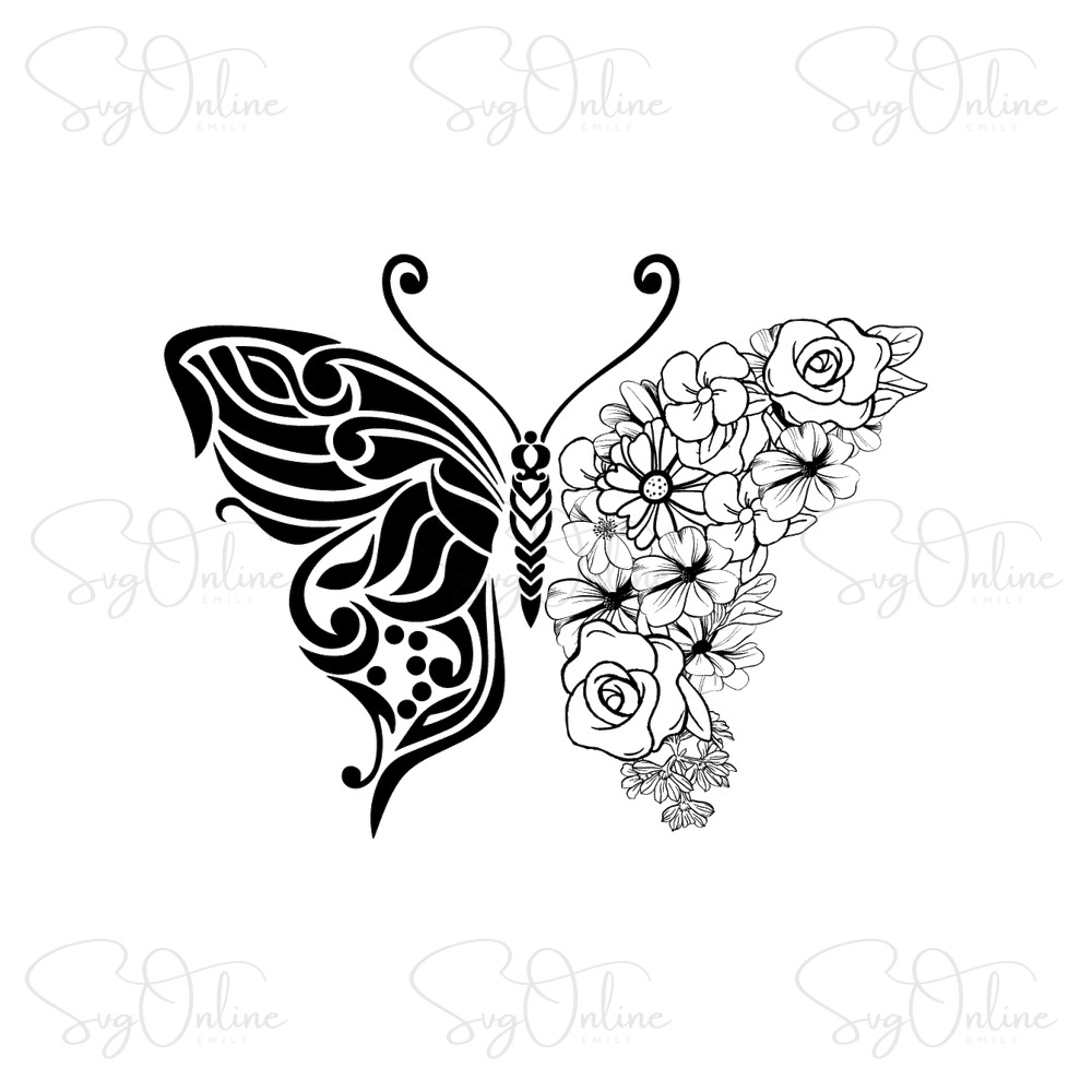floral butterfly svg free download design - Free SVG