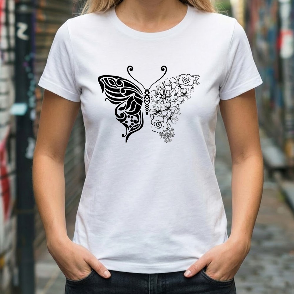 floral butterfly svg tshirt mockup - Free SVG
