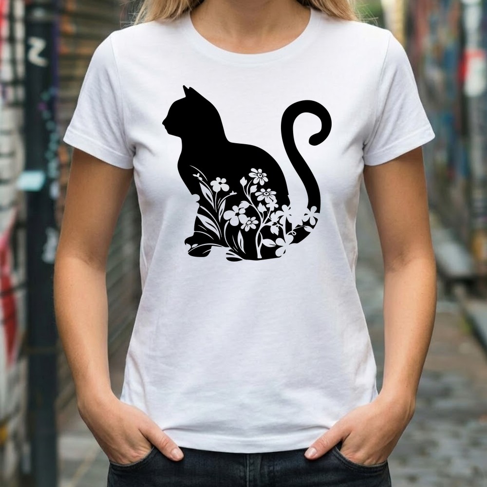 floral cat svg tshirt mockup free design - Free SVG