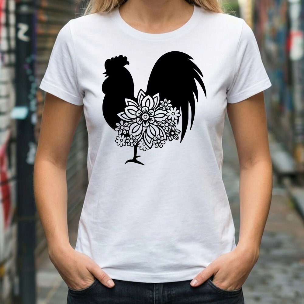 floral chicken svg on tee shirt mockup - Free SVG
