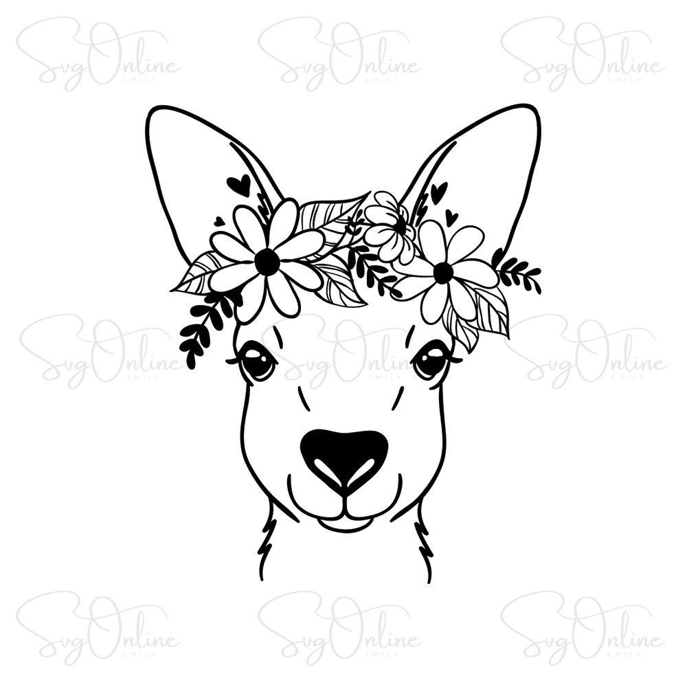 floral crown kangaroo svg free download - Free SVG
