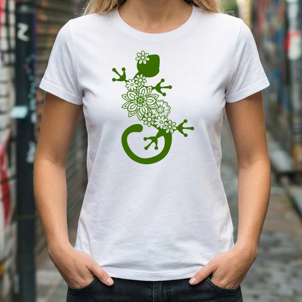 floral gecko mandala svg tshirt mockup - Free SVG