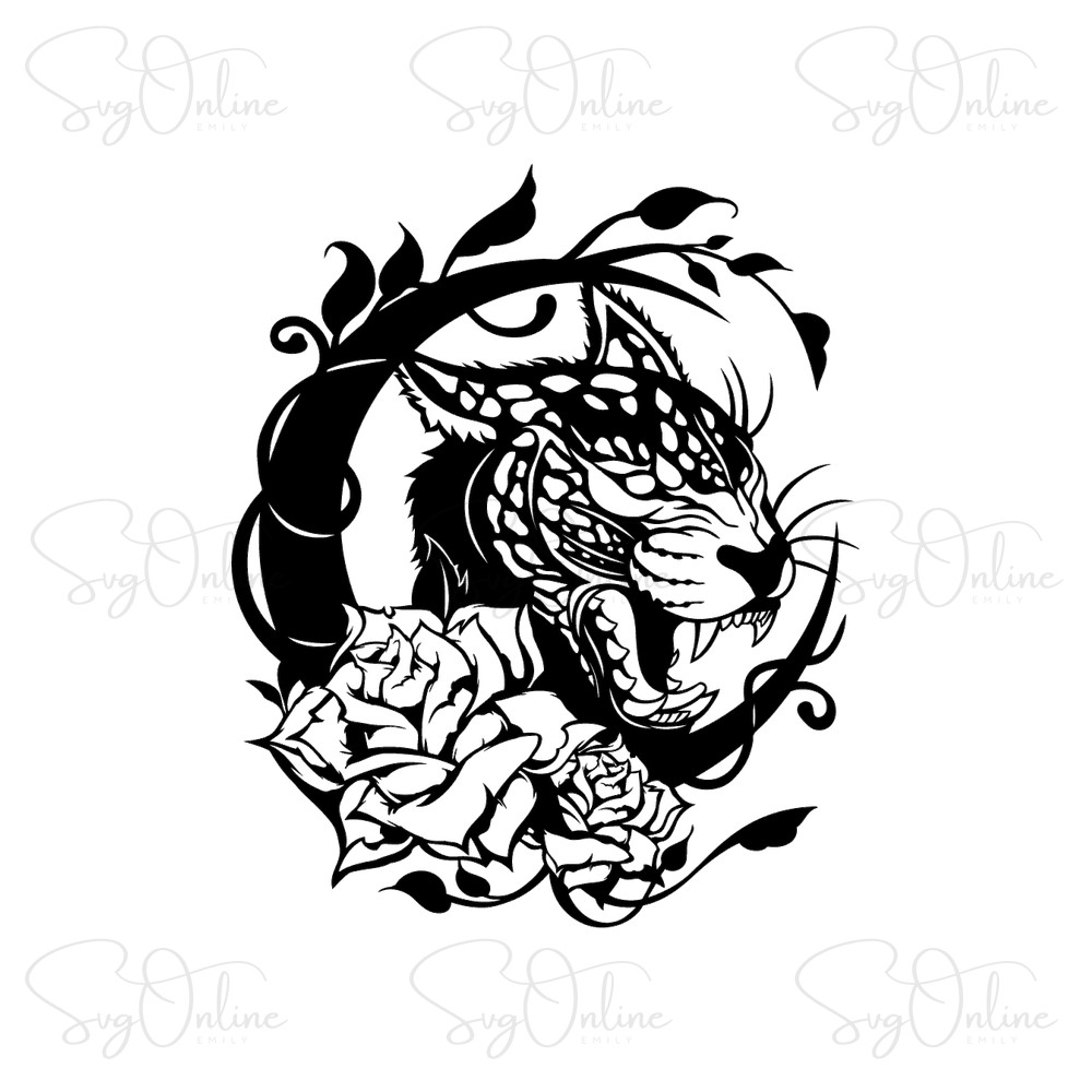 floral leopard tattoo svg animal print design - Free SVG