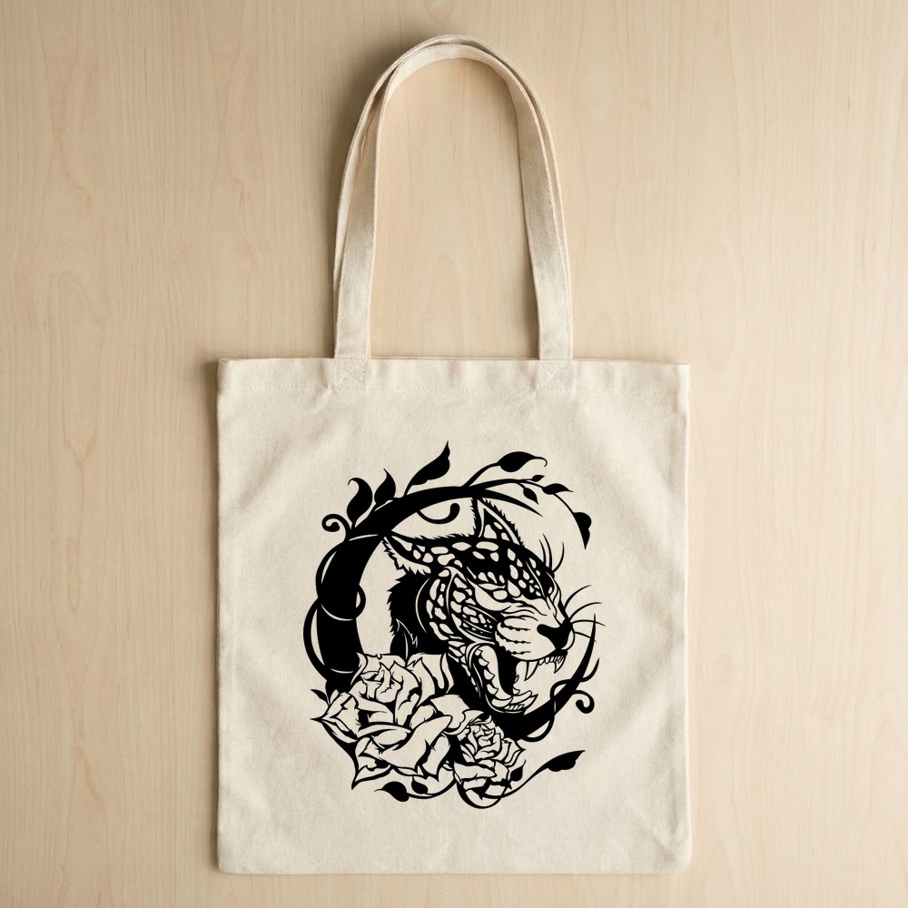 floral leopard tattoo svg tote bag mockup - Free SVG